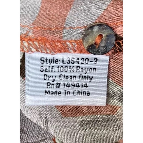 Johnny Was Jade Dress Large Deepika Tie Front Midi Floral Silky Orange Womens - Picture 7 of 16